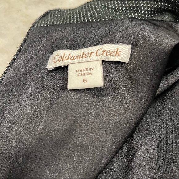 Coldwater Creek | V-Neck Sheath Midi Dress | Black Silver Metallic‎ | Size 6 - Picture 4 of 10